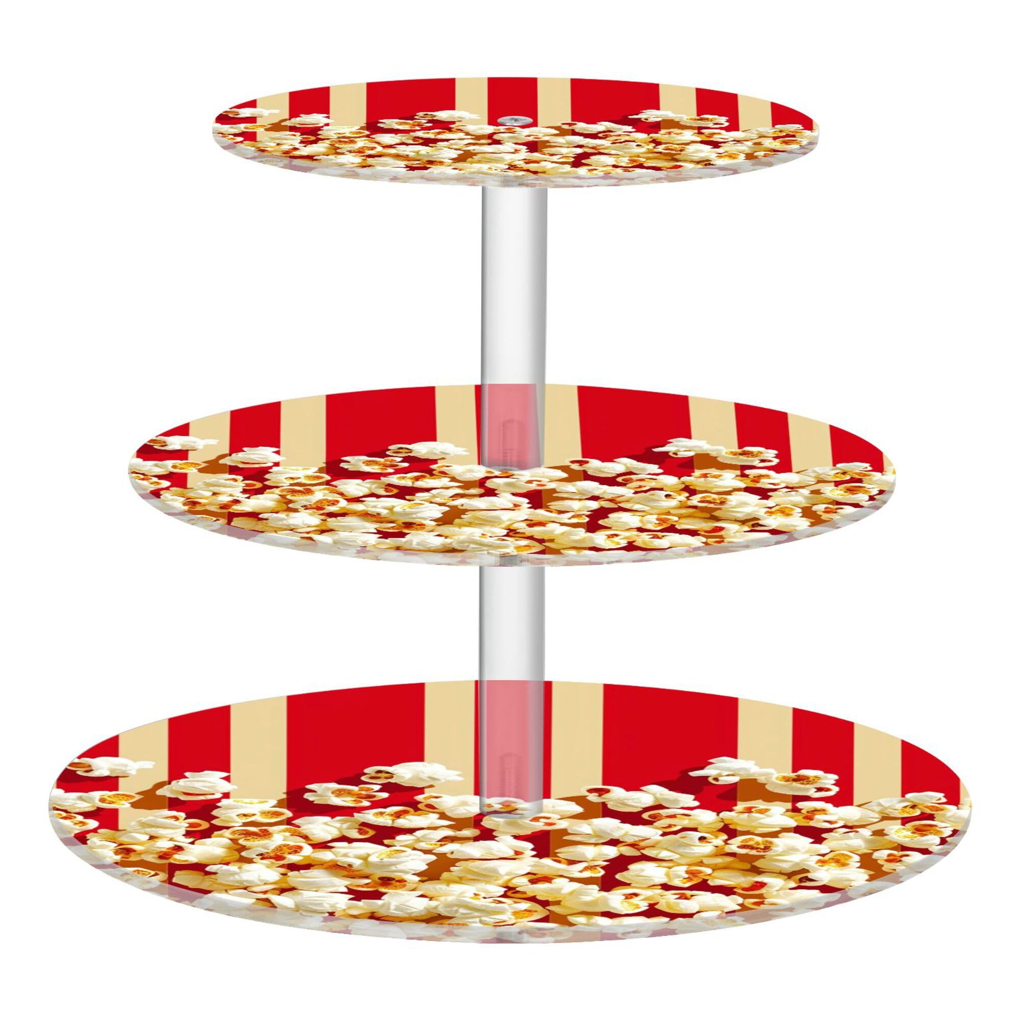 PYBUG Popcorn 3 Tier Acrylic Cupcake Stands Tower,Dessert Table Display Set for Tea Party,Wedding,Birthday, Baby Shower