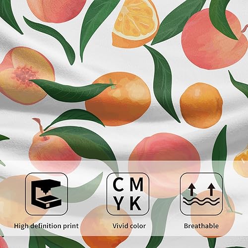 Miniatura 3 de Giwawa Juego de 2 toallas de mano de color naranja melocotón, toalla de cara con diseño de frutas, bonito diseño brillante y colorido, toalla facial