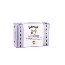 L’AMANDE – Sapone Mani Vegetale Delicato per Pelli Sensibili ad Azione Emolliente e Calmante, Saponetta Detergente Idratante Profumata al Burro d’Oliva ed Estratto di Malva e Calendula 200 gr