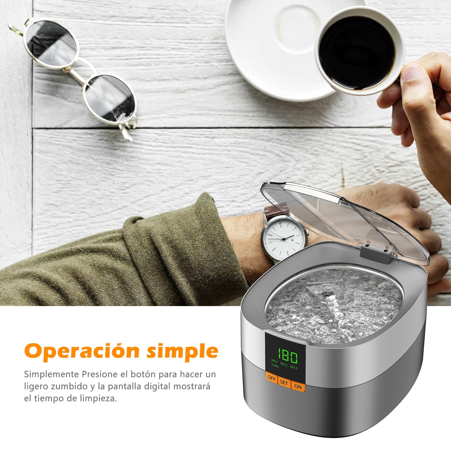 KECOOLKE Limpiador Ultrasónico de Joyas, Limpiador Sónico de 750 ml con Temporizador Digital para Gafas, Anillos, Monedas, Anillos, Cubiertos