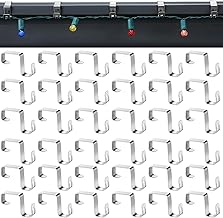 50 Pcs Gutter Clips for Hanging Outdoor Lights Aluminum Gutter Hooks Weatherproof Christmas String Light Hangers for Holiday Halloween Xmas Decoration (Silver)
