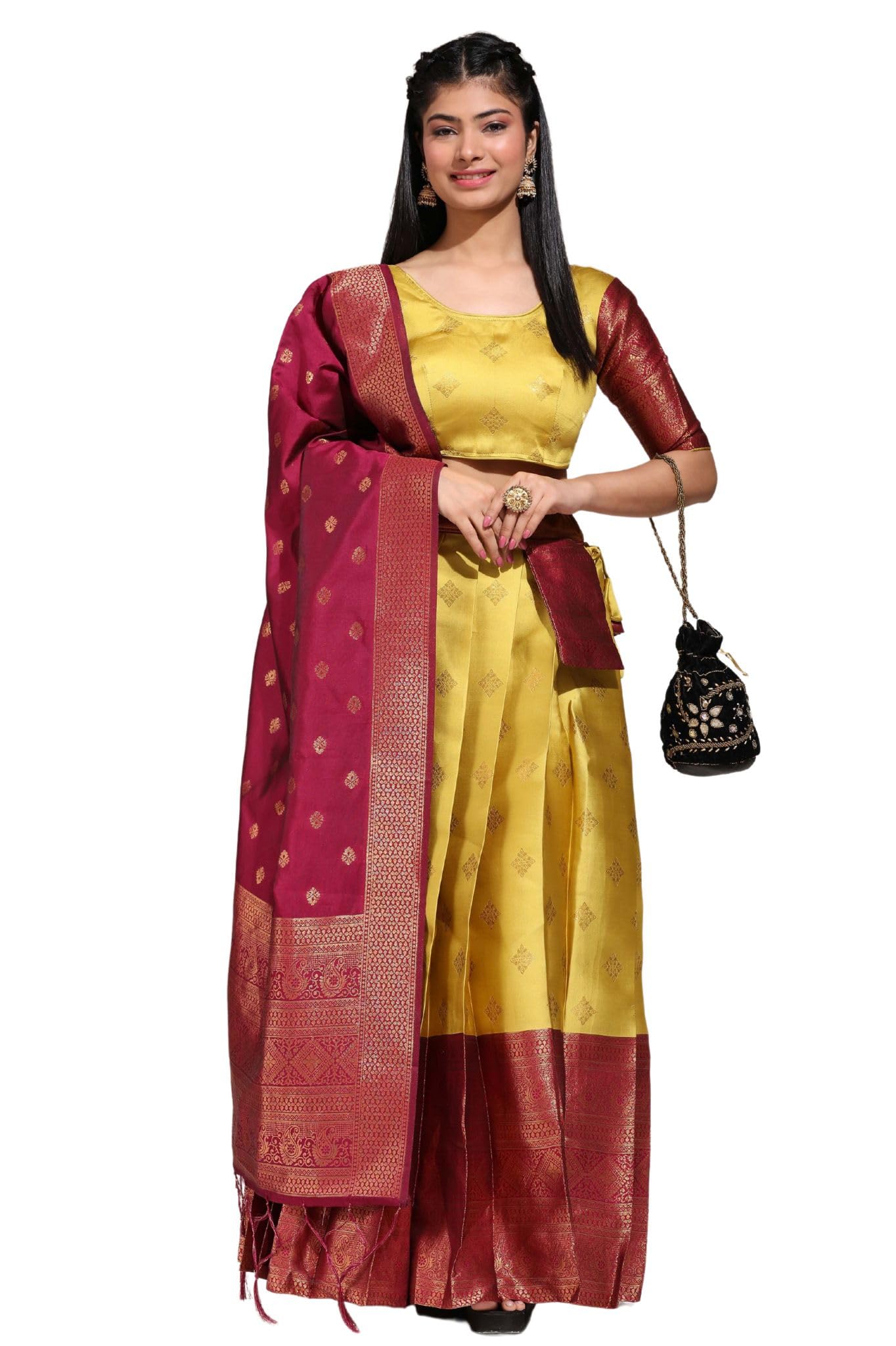 pinkbindi Traditional South Indian pattu Lehenga Choli for Women-picture-6