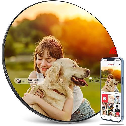 Frameo Digital Picture Frame – 10.1" Smart Mirror Touchscreen Display Anti-Fog, WiFi Digital Mirror Share Photos & Videos via App, Wall/Tabletop Mount 32GB Frame for Home Decor & Gifts