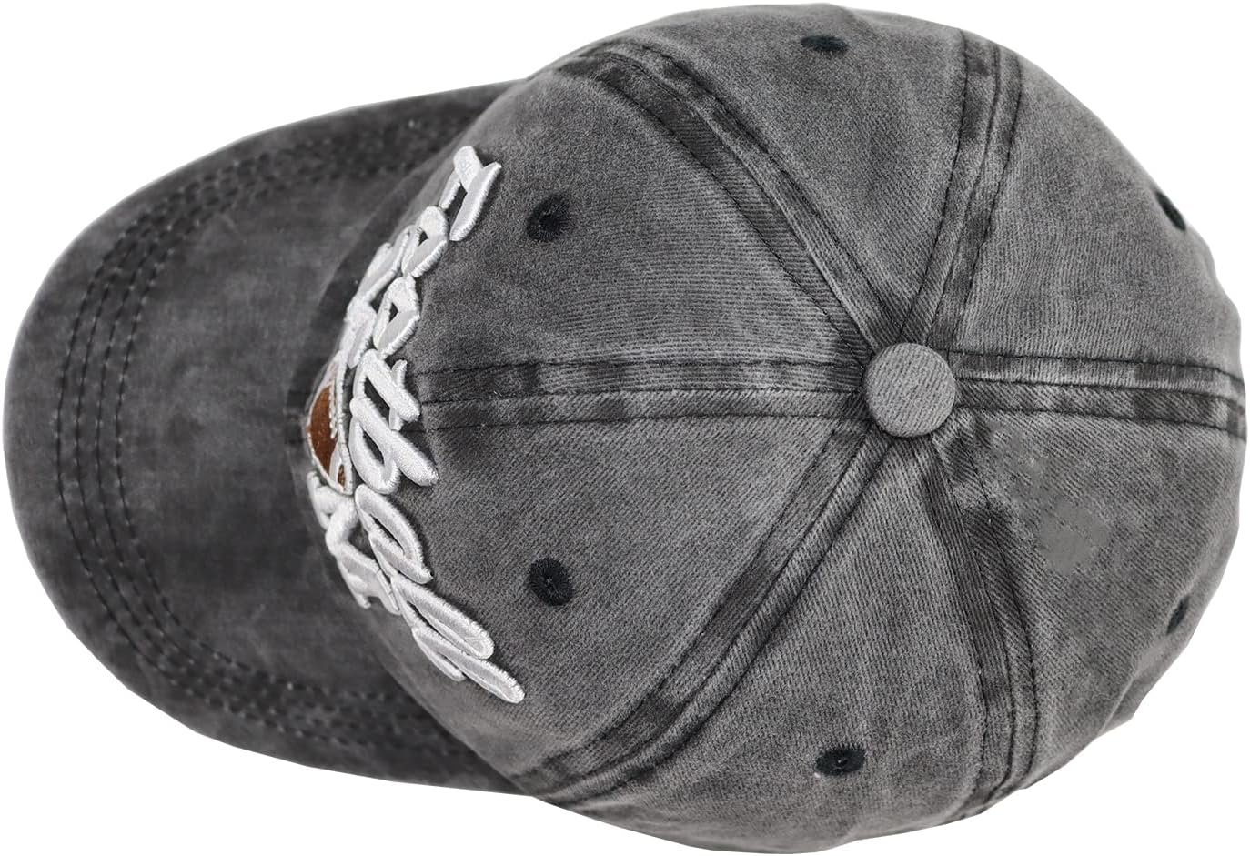 Distressed Football Mom Baseball Cap for Women, Adjustable Washed Embroidered Sun Hat for Mama - Image 3