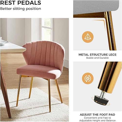 Miniatura 43 de TINA'S HOME Sillas modernas para sala de estar, comedor, pequeña silla decorativa de terciopelo con patas de metal dorado, bonita silla lateral