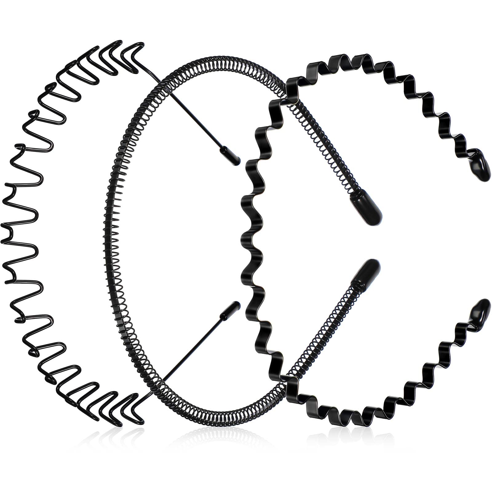 WILLBONDMetal Headband 3 Pack - Unisex Wired Zigzag Sports Fashion Headwear, Non-Slip Hair Hoop Accessories (Wavy, Small, Wave)