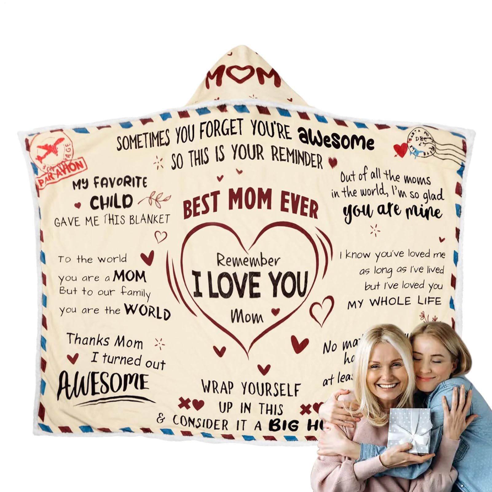 Coperta Mamma Da Figlio Con Cappuccio Design A Busta In Flanella Calda E | Coperte Da Figlia Per Mamma Ideale Per Donna Fidanzata Compleanno Decorazione Casa Spa Viaggio Campeggio Aria
