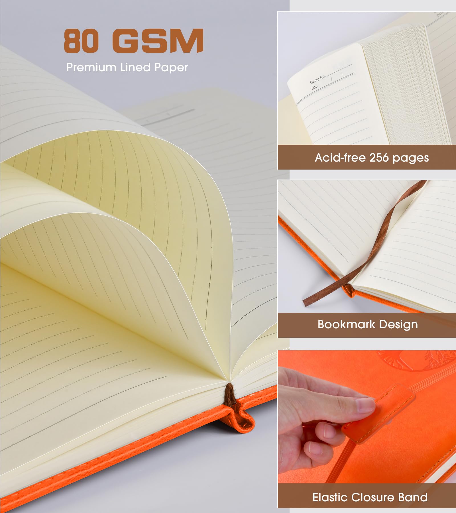 Liniertes Tagebuch, Notizbuch für Damen und Herren, 256 Seiten, A4, groß, Hardcover, Leder, zum Schreiben, Reisen, Business, Arbeit, Schule, College, linierte Notizbücher für Notizen, Tagebuch,
