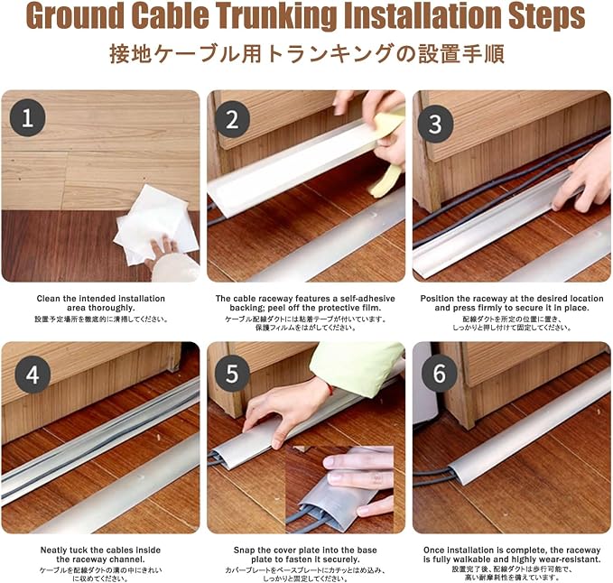 Cubierta para cables de piso, autoadhesiva, fácil de instalar y guardar; apta para hogares, oficinas, garajes, gimnasios y fábricas (No. 4, 1 m) miniatura 6