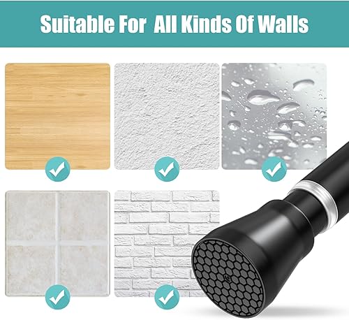 Miniatura 5 de AIZESI Barra de cortina de ducha pequeña ajustable de 34 a 59 pulgadas, nunca se oxida y antideslizante, barra de ducha corta sin perforaciones,