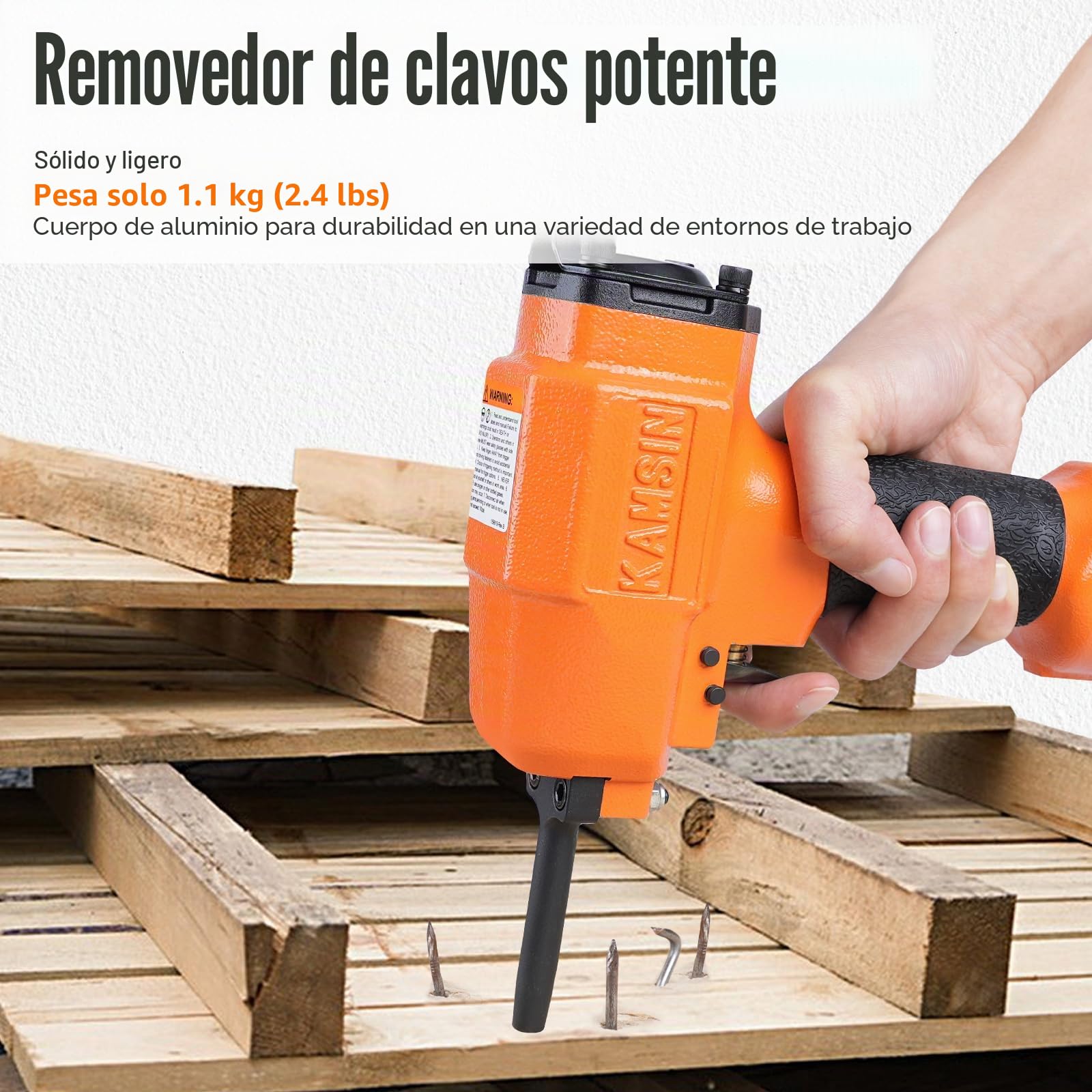 Kamsin KT38 Pistola Neumática para Extracción de Clavos, Clavadora Neumática de Impacto de Servicio Pesado, Pistola Removedora de Clavos para Desclavado y Reciclaje de Maderas