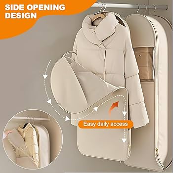 2 Pack 47" Garment Bags For Travel And Hanging Clothes Storage, Suit Covers With Handles Breathable Foldover Suit Bags For Traveling Clothes Protector For Gowns Dresses Sweaters, Black