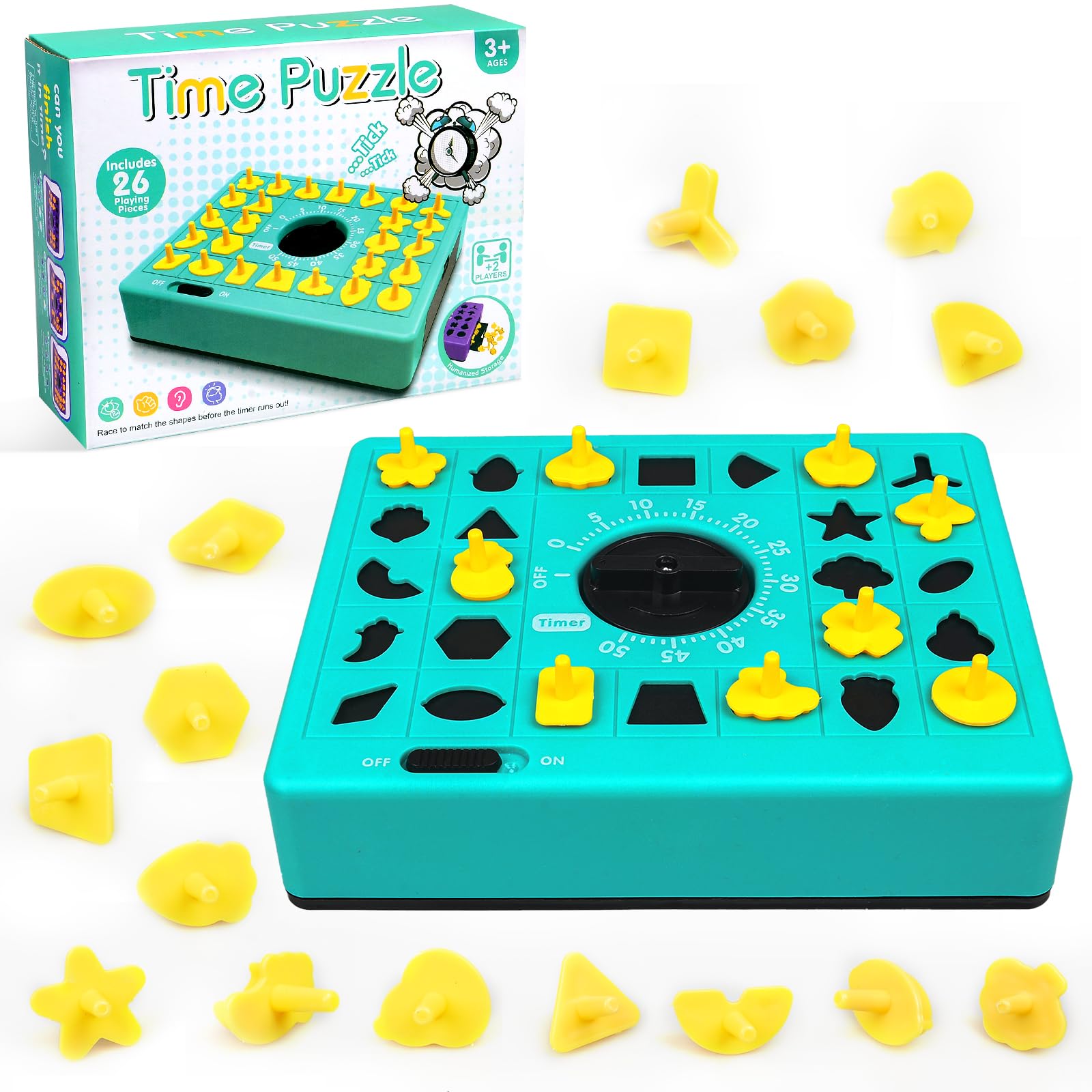 Time Shock Game, Timing Puzzles Board Games for 3-8 Year Old Boys Girls, Family Time Games for 2 Players, Christmas Birthday Gifts for Boys Girls Kids, Stress Relief Toys (A)