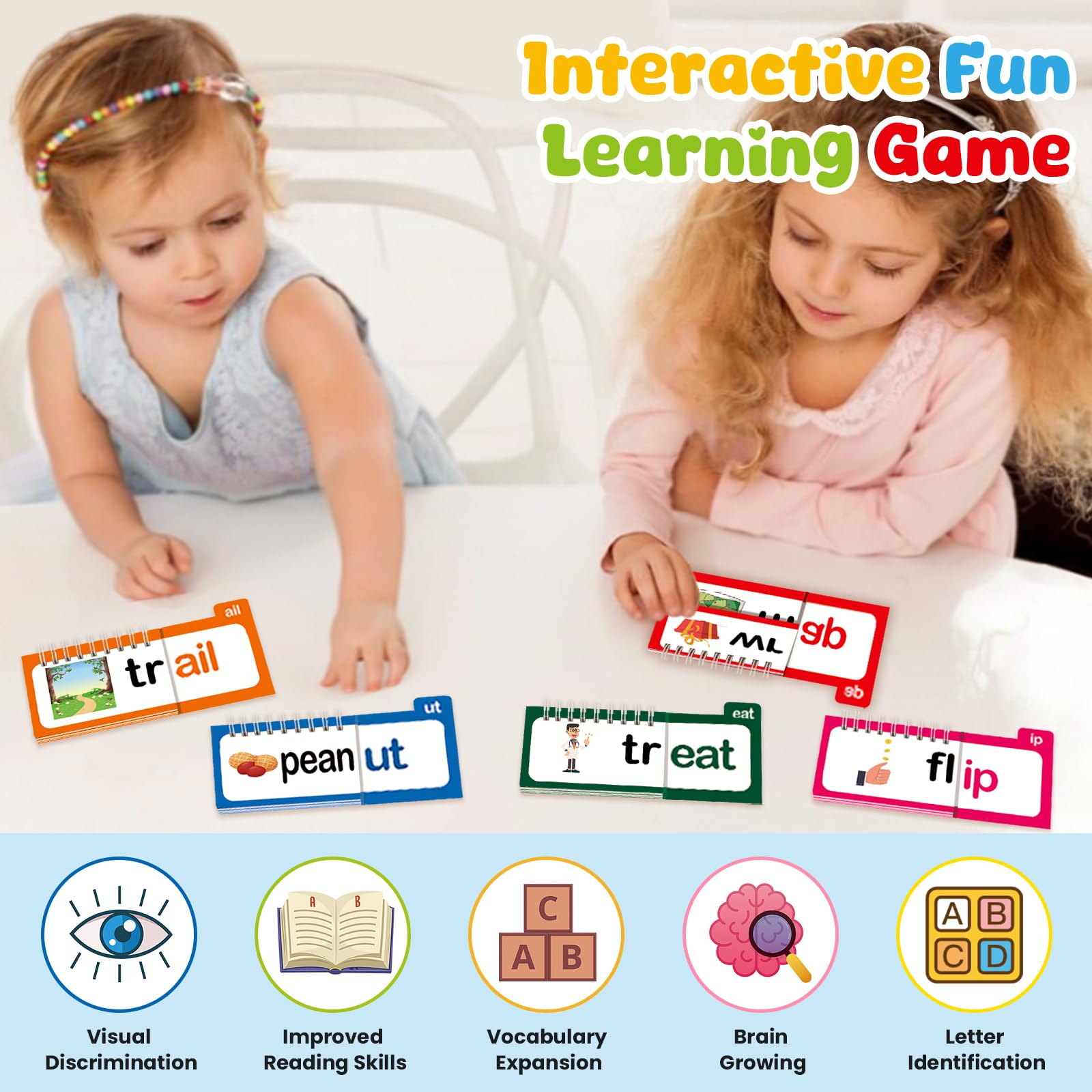 Word Family Build Book, 30 Read and Rhyme Flip Activity Book - Image 3