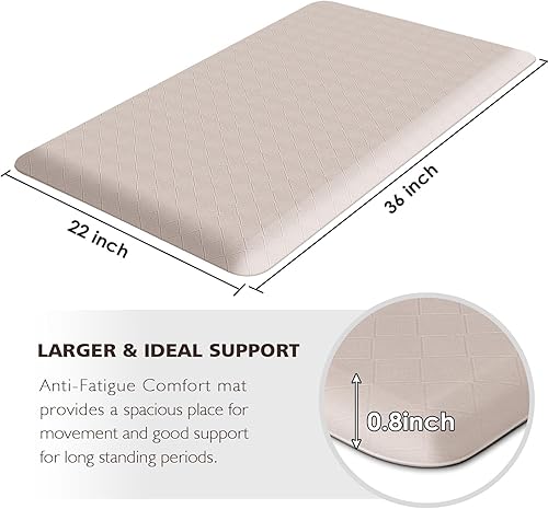 Vista 145 de HappyTrends - Tapete acolchado antifatiga y antideslizante, 17.3 x 28 pulgadas, grueso, resistente, impermeable, ergonómico, cómodo, para cocina