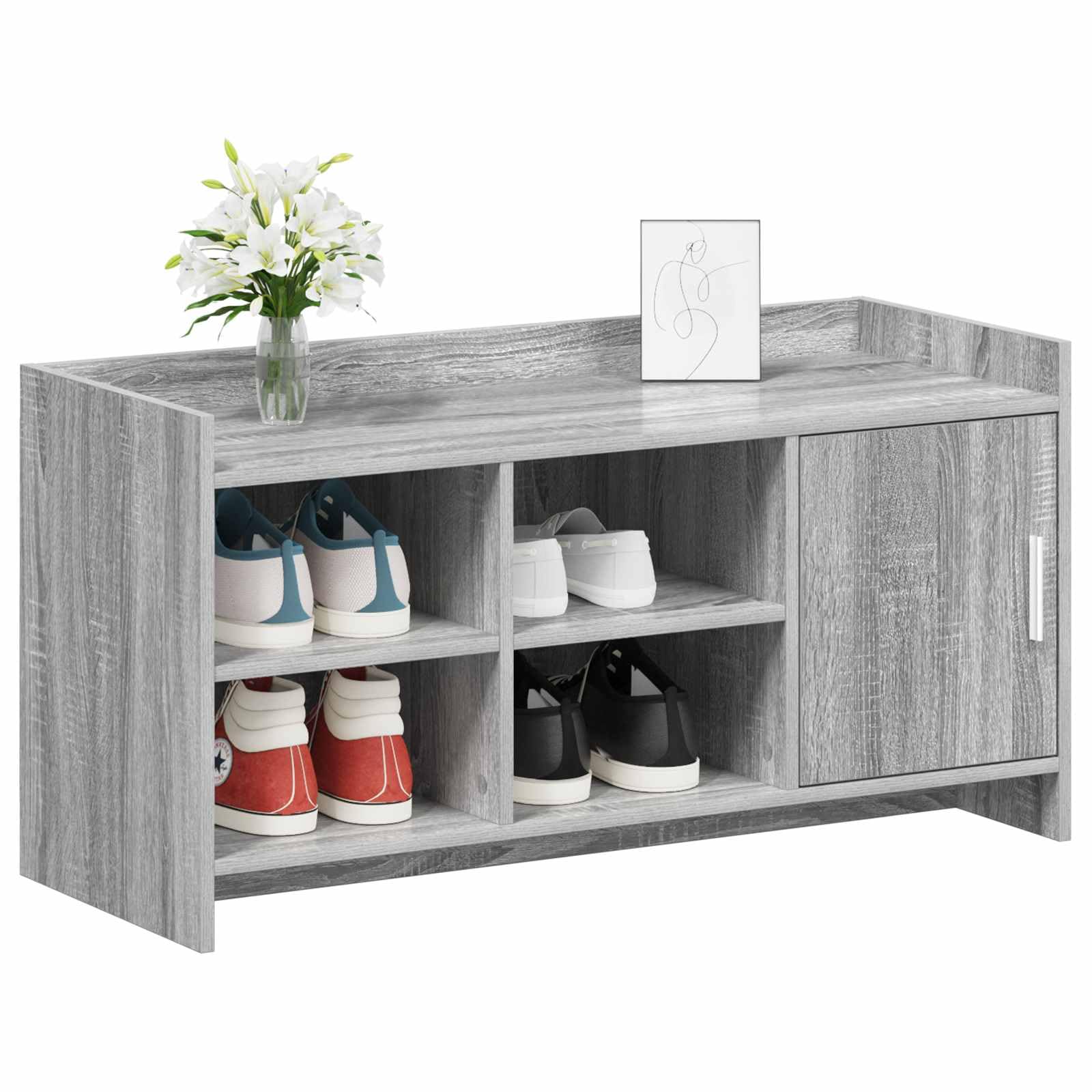Szafka na buty Sonoma z drzwiami szara 100 x 39,5 x 51 cm