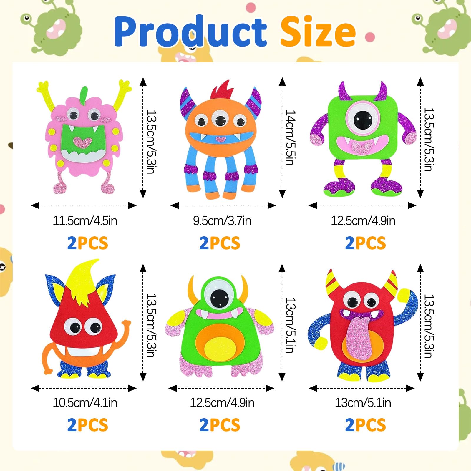 HDAKDDHG 12 Pack Monster Arts and Crafts for Kids Craft Kit for Kids Activity Packs for 3-12 Years Old Boys Girls Gift - Image 2