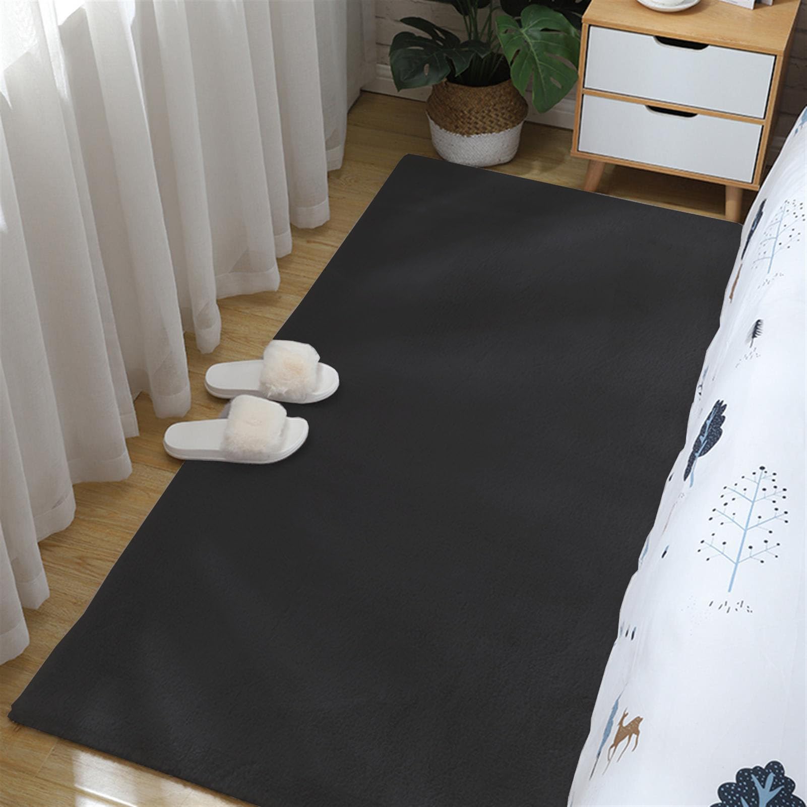 Teppiche, Waschbarer Teppich, Weicher Wohnztimmerteppich Mit Anti-Rutsch Unterseite, Modern Kunstfell Carpet Für Schlafzimmer, Esszimmer Oder Kinderzimmer Deko, Dunkelgrau,Schwarz,140x200 cm