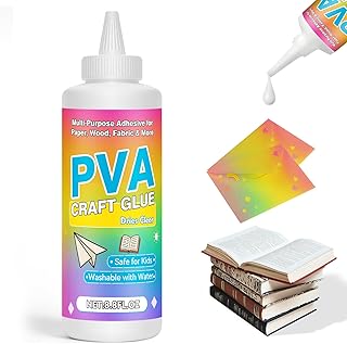 PVA Glue, PH Neutral PVA Adhesive 8.8 Oz, Book Binding Glue, Acid-Free, All-Purpose Adhesive, Dries Clear and Remains Flexible. Used for Bookbinding and Book Repair, Collages, Paper Art, and Crafts