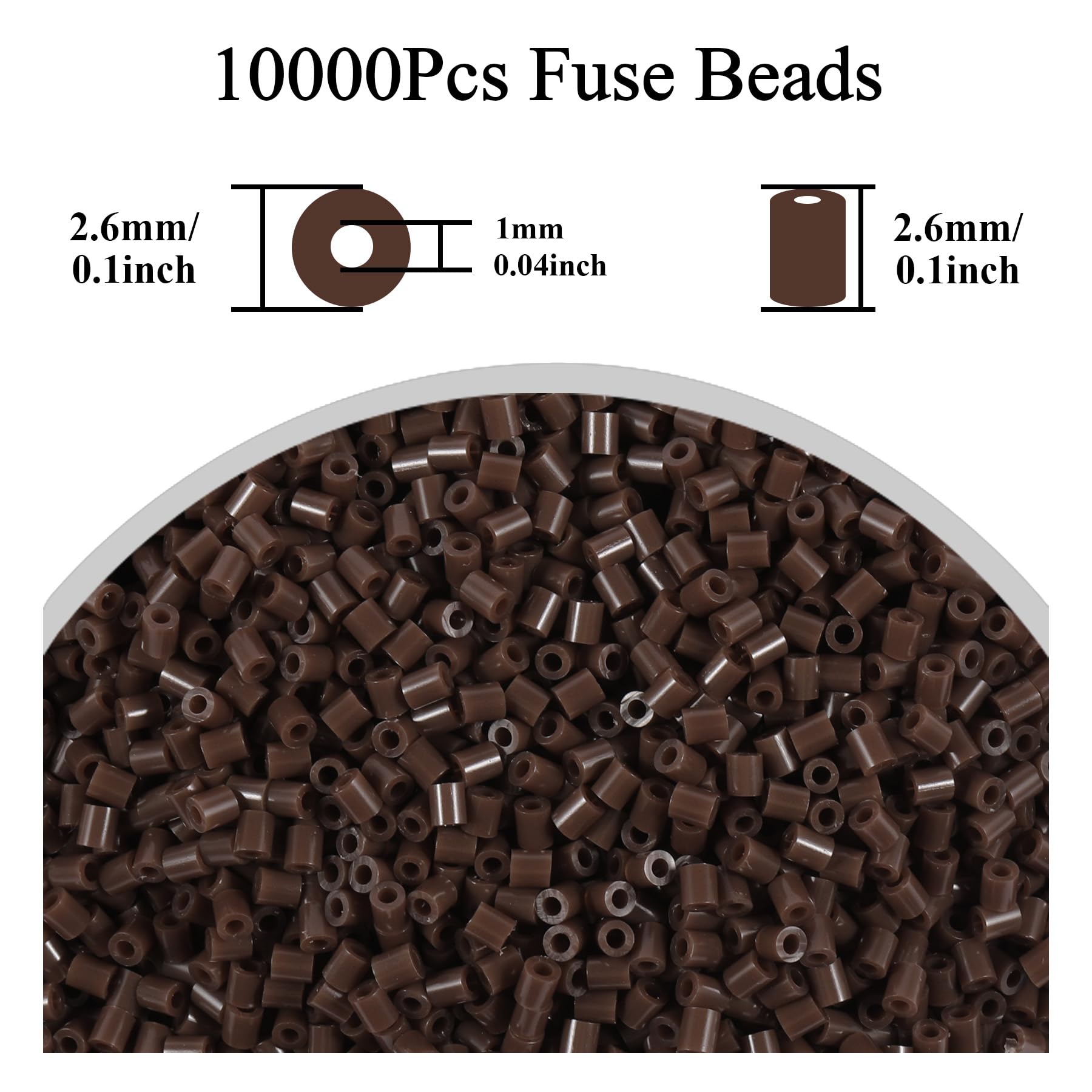 10000Pcs Loose Mini Fuse Beads 2.6mm Bulk Refill Kit Stress Relief Pixel Art 3D Craft Melting Beads for DIY Decor Crafts Creative Handmade Projects (Brown) - Image 2