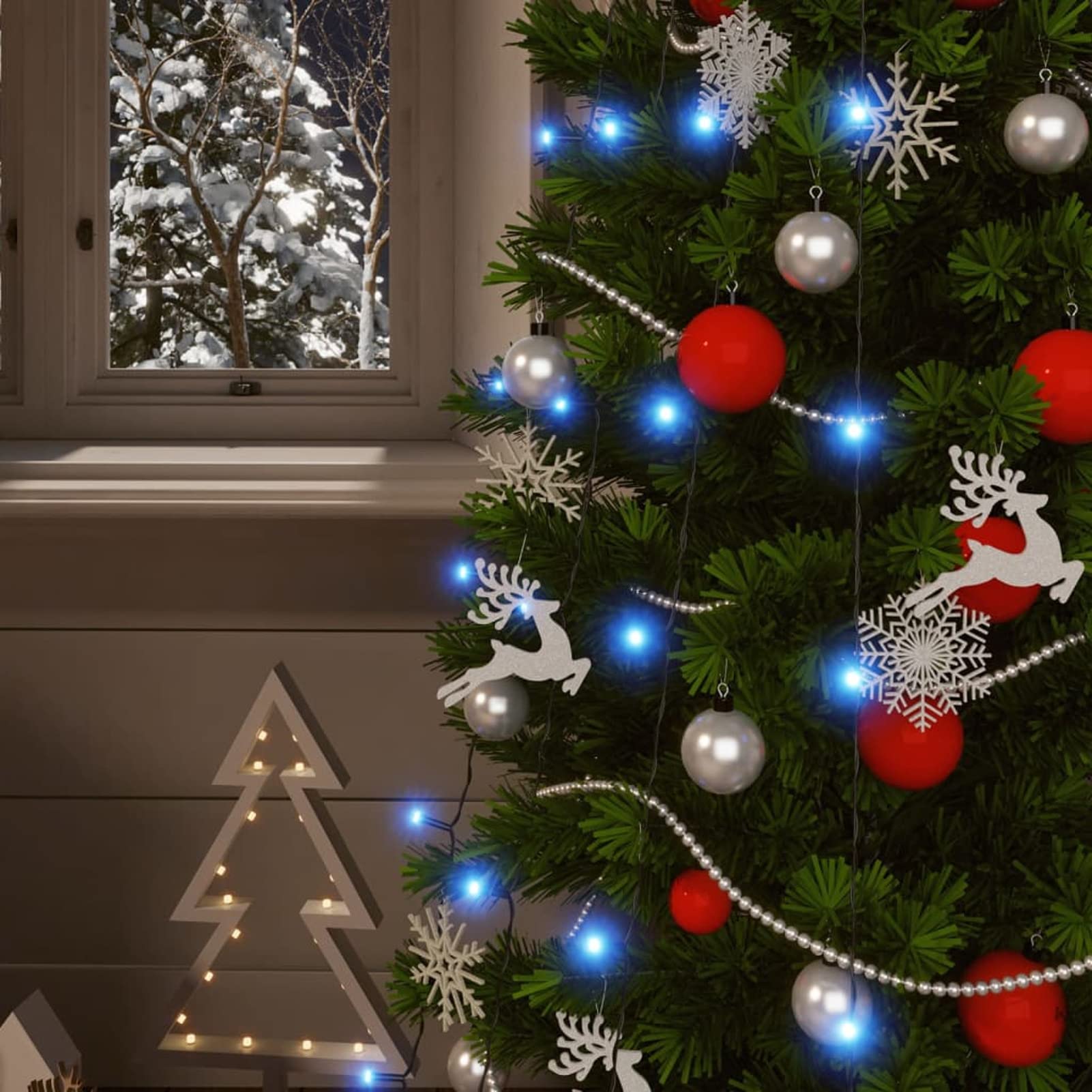 ShGaxin Tiras de Luces solares5 uds Azul Interior/Exterior, Luces Navidad Exterior, Guirnalda Luces Interior, Luces Decorativas Habitacion, Decoracion Navidad Hogar, Fairy Lights