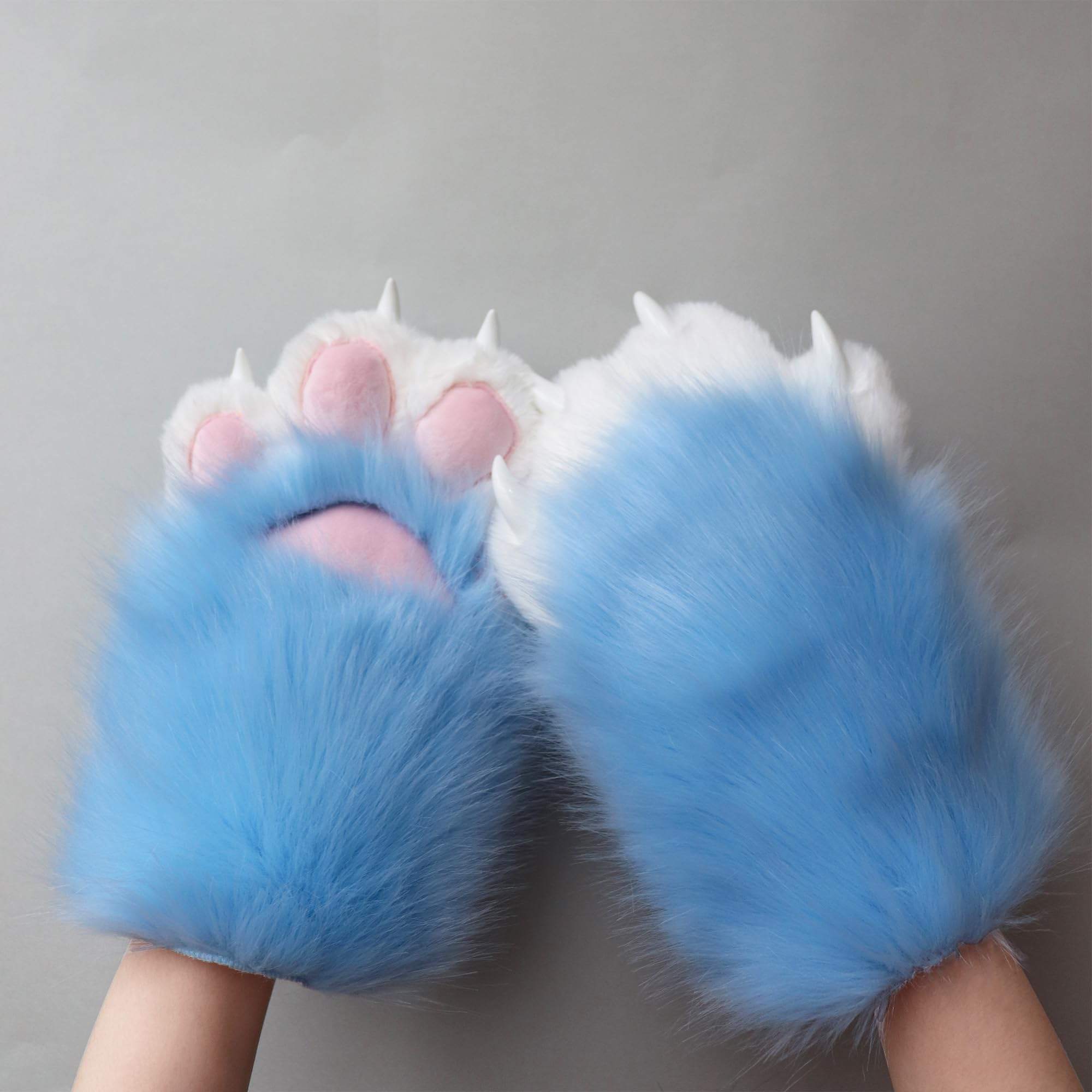 Blue Therian Paws Comfy Furry Paws Faux Fur Fursuit Paws, Fluffy Therian Stuff Therian Gear Therian Clothes - Image 2