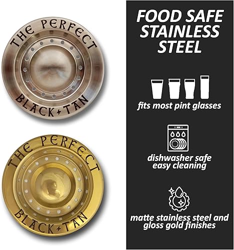 Miniatura 3 de La herramienta perfecta de capas de cerveza negra y tostada - Accesorio de camarero para cócteles de cerveza en capas (acero inoxidable PVD dorado)