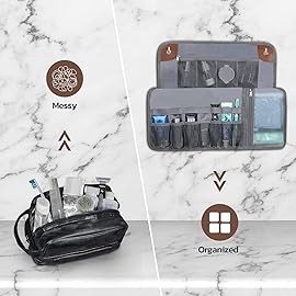 Estour Toiletry Bag for Men, Travel Essentials Travel Toiletry Bag, Water-Resistant Compact Bathroom Roll Organizer for Hygiene, Shaving kit, Gifts for men (5.Mystery Gray(Polyster))