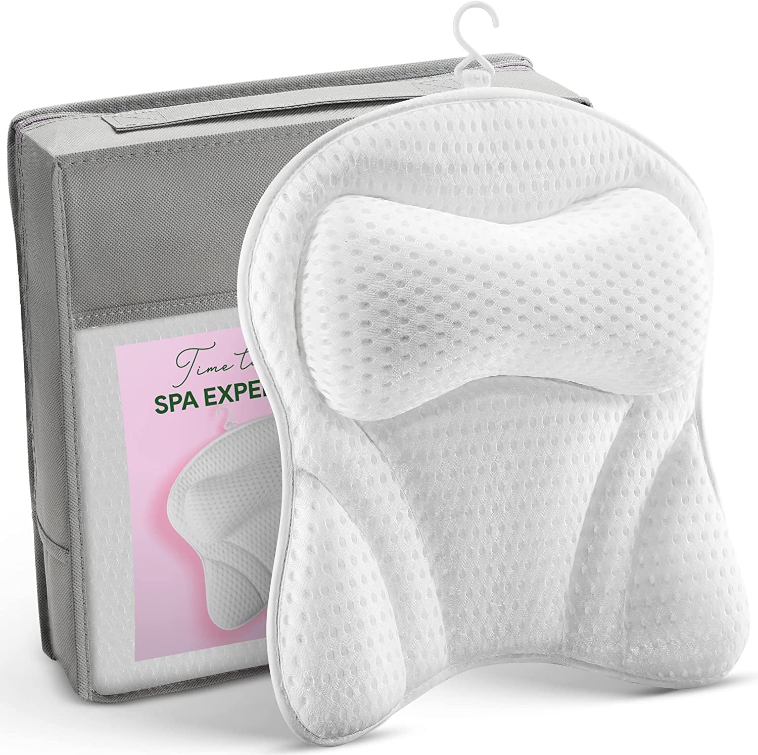 Bathtub Pillow for Tub, Bath Pillow for Neck & Back Support with Strong Suction Cups & Hook, Soft Spa Pillow for Luxurious Bathing, Hot Tub Pillow Made……