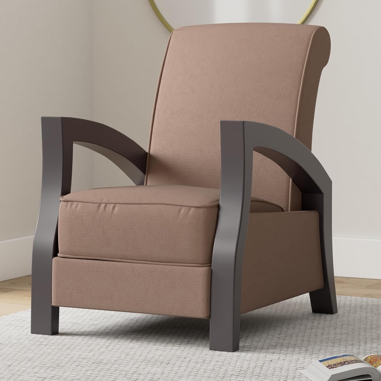 Artiva USA "Kuta Solid Wood Java Black Premium Microvelvet Recliner, Chocolate