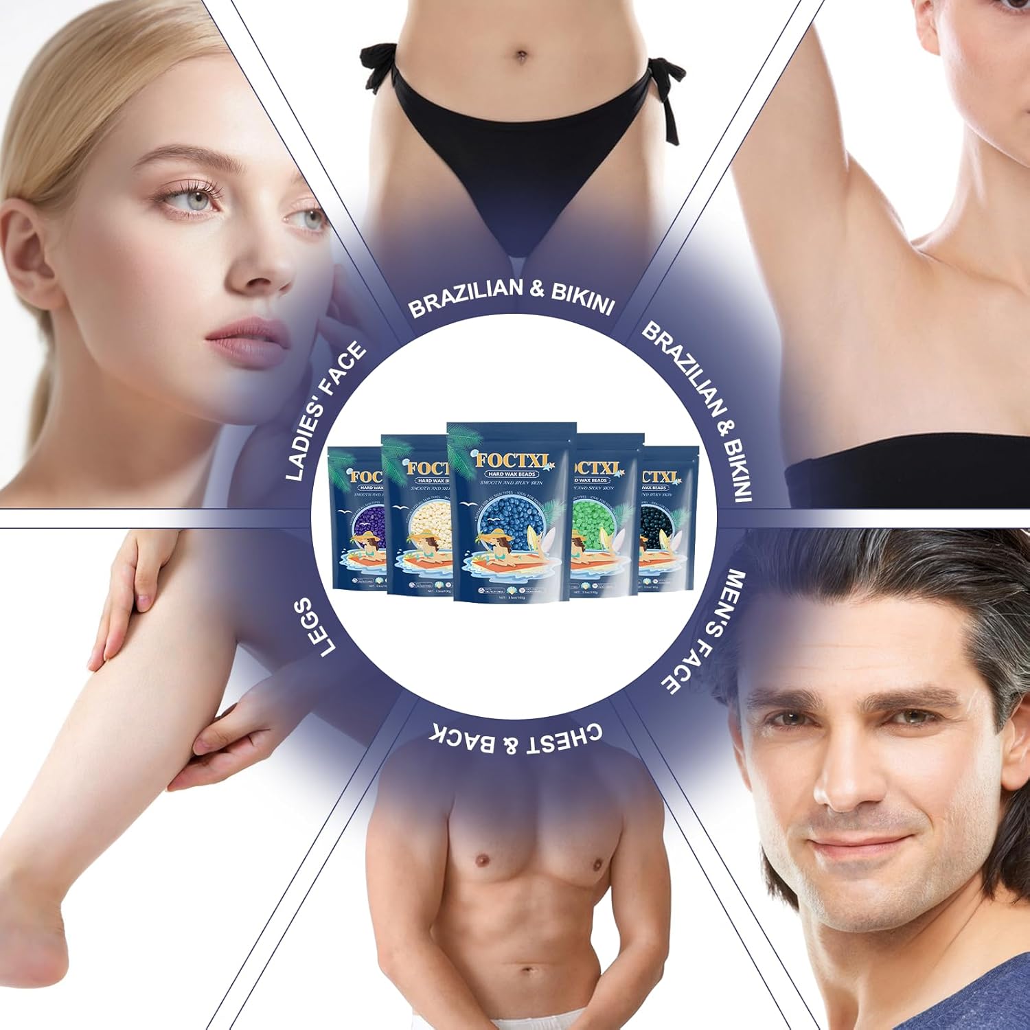 Waxing Kit for Women and Men, Wax Warmer Hair Removal for Sensitive Skin at Home with Beads & Silicone Pot, Hard Wax Warmer for Face, Legs, and Body, Machine, 5 Pack Beads, Accessories, Black - Image 6