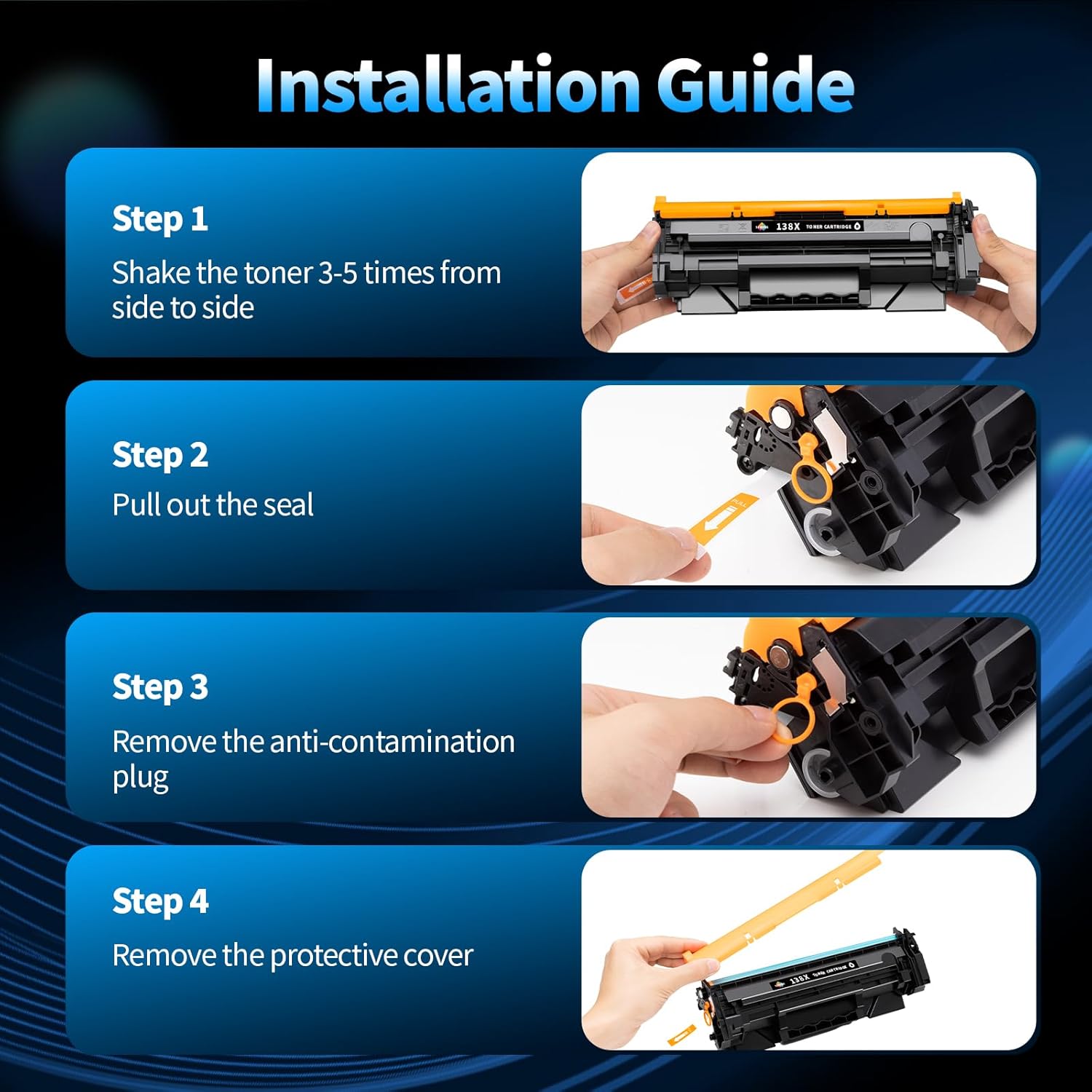 138X W1380X Toner Cartridge High Yield (with Chip) Replacement for HP 138A W1380A 138X W1380X Black Cartridges for HP Laser Jet Pro 3001dw 3001dn 3101fdw 3101fdn 3101sdw Printer Ink (2-Pack)