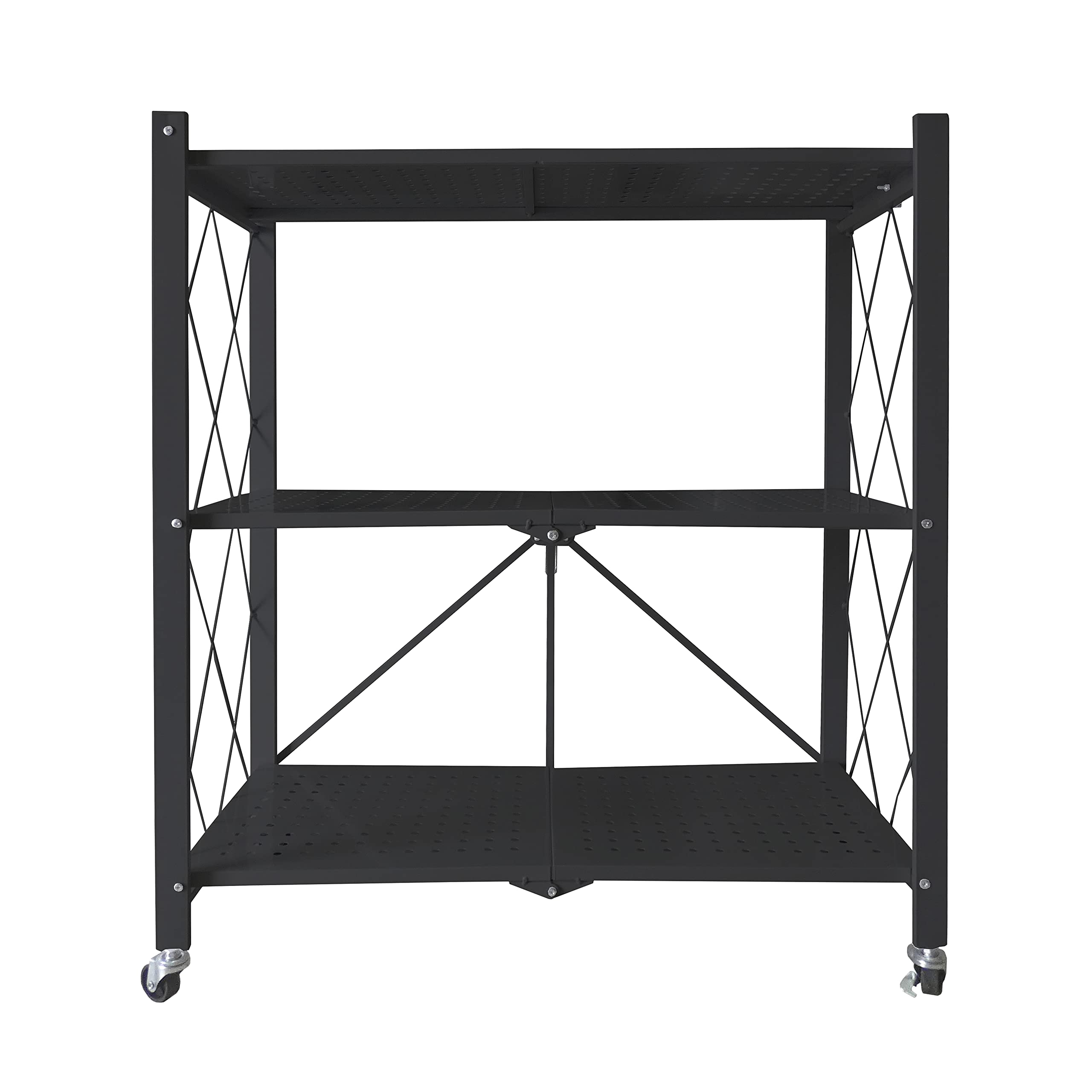 Nyana Home | Estantería Plegable con Ruedas | Gran Capacidad de Almacenamiento | 3 baldas, hasta 240 Kg. | Ideal hogar, Cocina, baño habitación, Garaje (Black)
