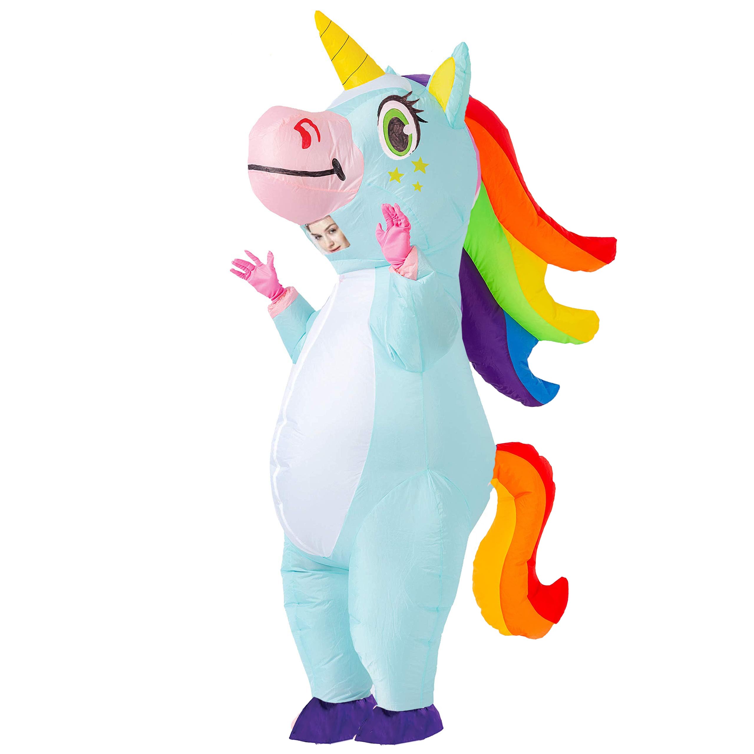 Aufblasbares Kostüm Ganzkörper Einhorn Luft Blow-up Deluxe Halloween Kostüm für Erwachsene Größe