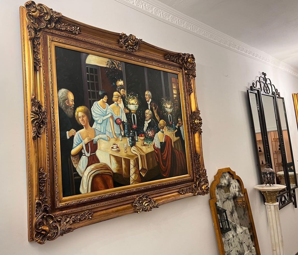 Casa Padrino barokowy obraz olejny wielokolorowy/złoty - ręcznie malowany obraz w stylu antycznym ze wspaniałą ramą - barokowe akcesoria dekoracyjne - dekoracja ścienna w stylu barokowym