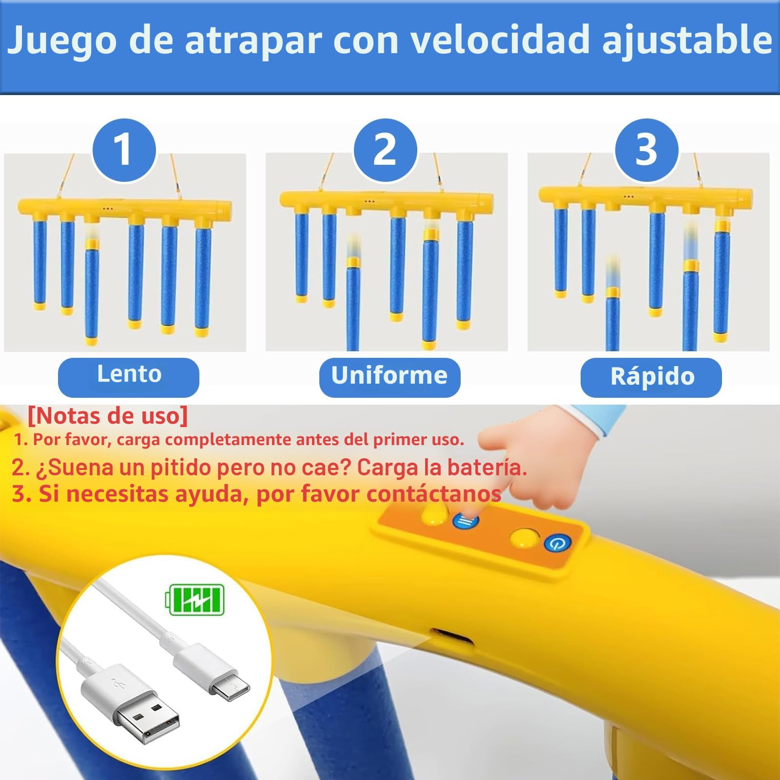 Juego de Atrapar Palos con 3 Velocidades – Juguete de Entrenamiento de Reacción y Coordinación Mano-Ojo para Niños y Adultos, Ideal para Juegos Interactivos en Casa o al Aire Libre