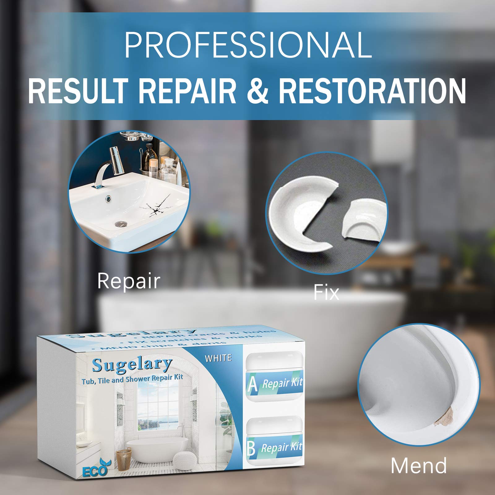 Tub, Tile, Porcelain and Shower Fiberglass Repair Kit for White Tubs, 3