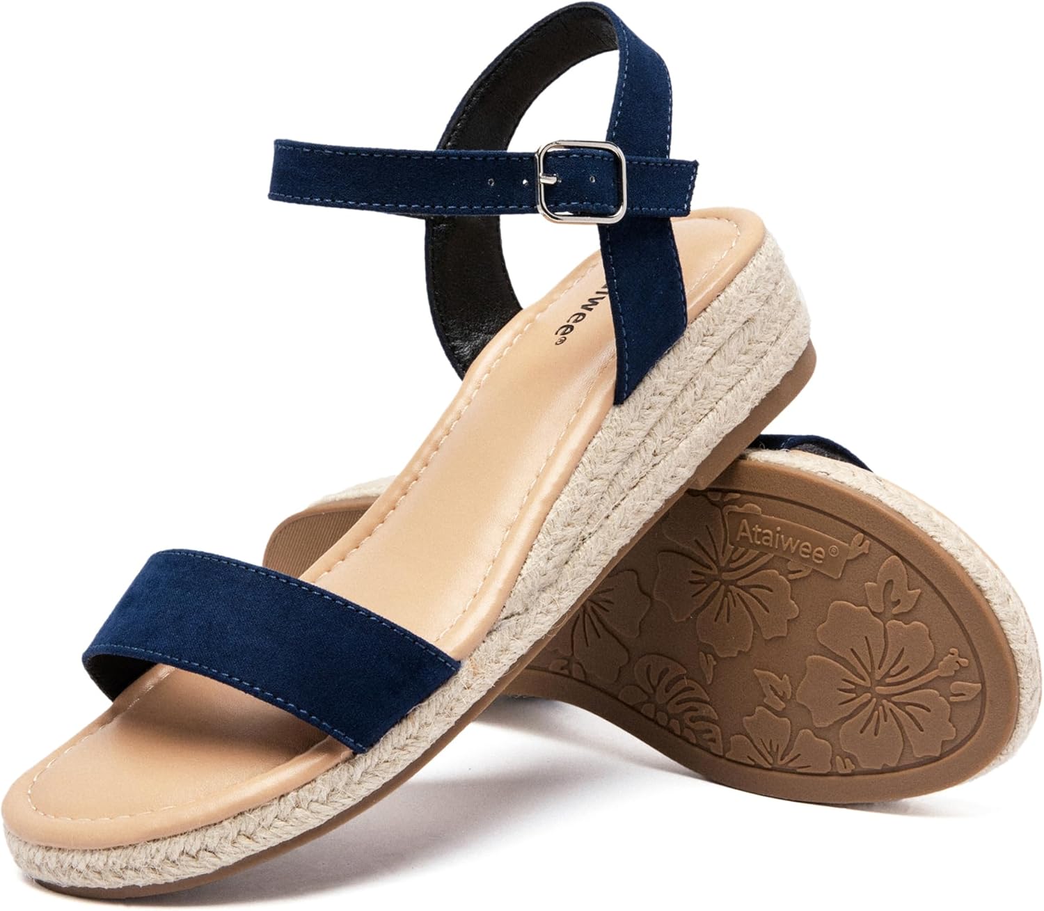 Ataiwee Women's Platform Wedge Heel Sandals - Buckle Closure with Ankle Strap, lightweight Rubber Sole, Comfortable Insole, Open-Toe Casual Summer Sandals. - Image 3