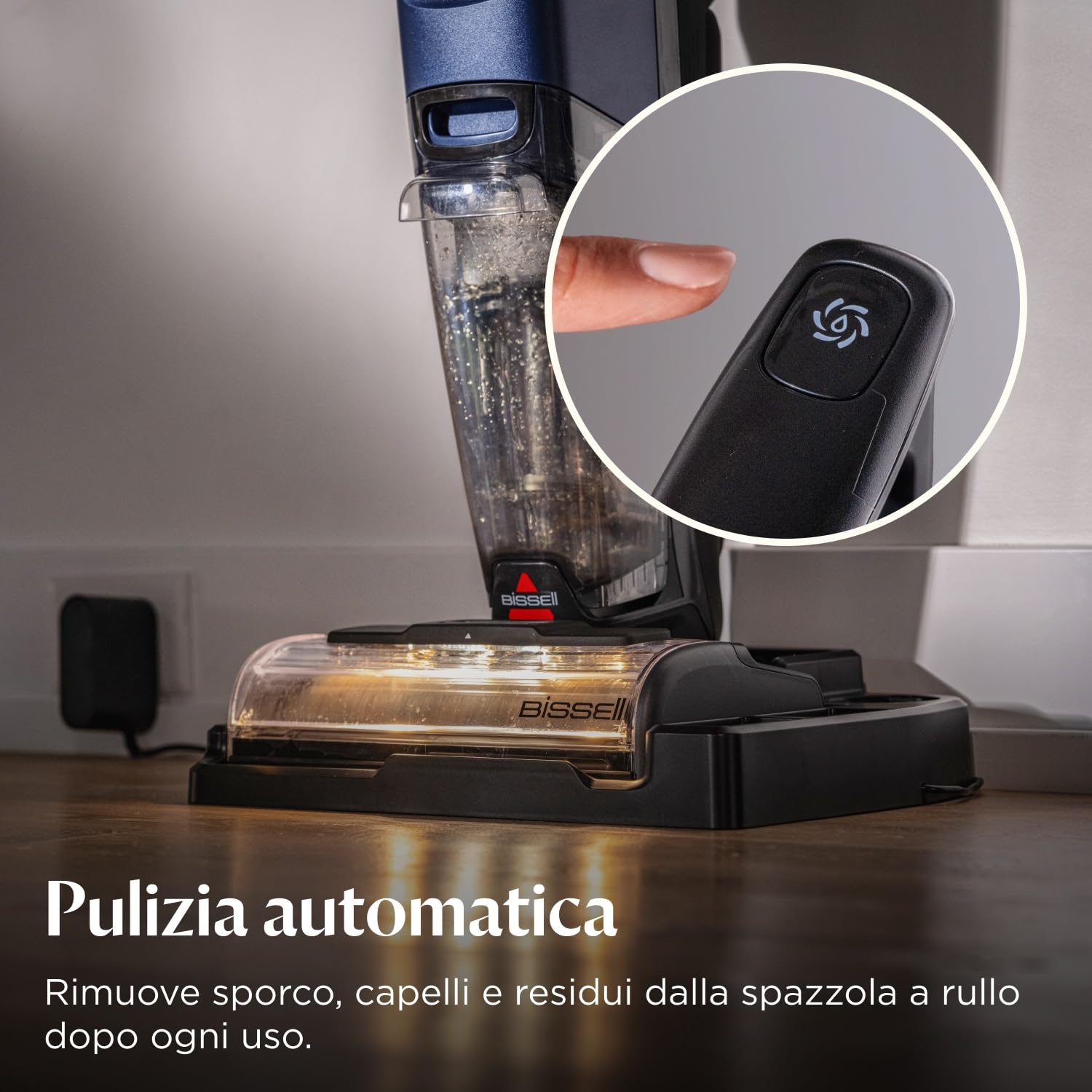 Bissell CrossWave HydroScrub, Aspirapolvere e lavapavimenti senza fili, potente pulitore multisuperficie per pavimenti, autonomia di 45 minuti, con pulizia dei bordi, faretti a LED, 4283N