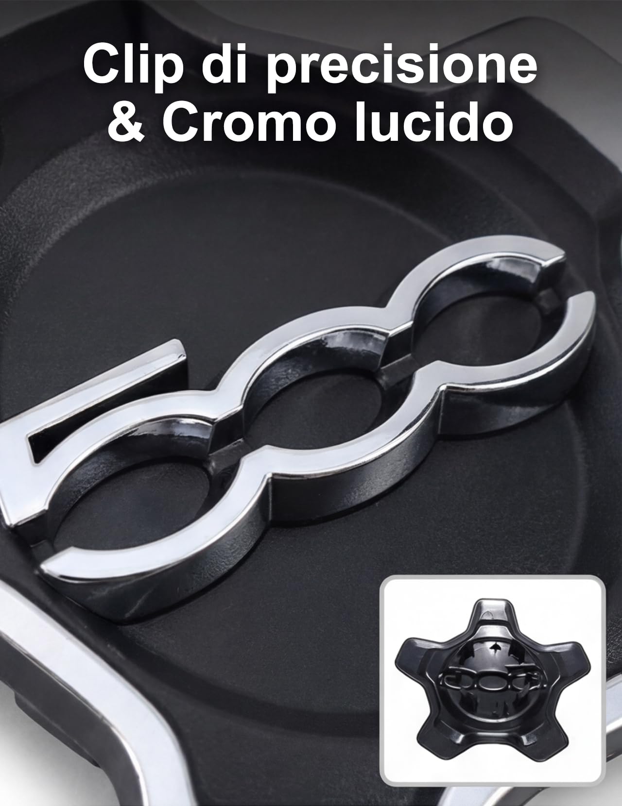 Coprimozzo Fiat 500X, Ricambio Originale con Adattamento Perfetto e Bloccaggio Sicuro per 735626312 735626311 Copri mozzo Fiat 500X Copri mozzo 500X (1 bordo nero scritte argento)