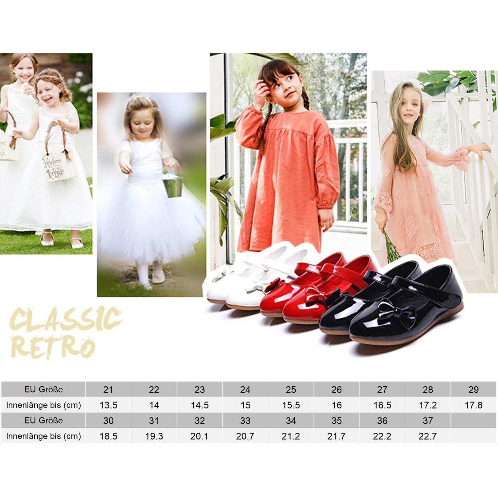 DADAWEN Mädchen Mary Jane Halbschuhe Ballerinas Schleife Prinzessin Schuhe