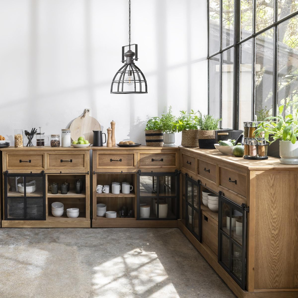 Buffet 1 Porte Danik - Bois & Verre trempé - Atmosphera créateur d'intérieur