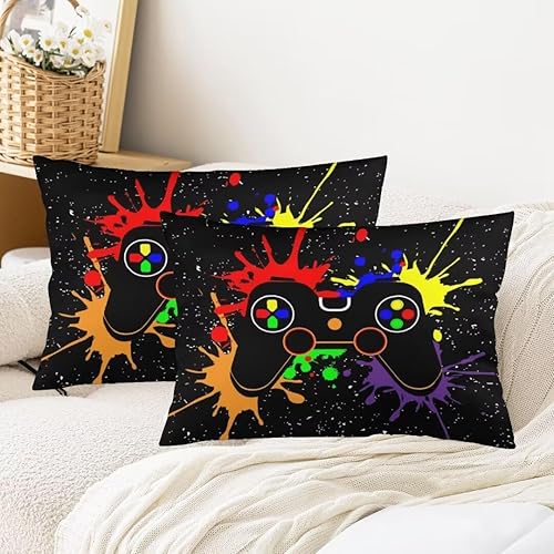 Miniatura 3 de NANILALA Juego de 2 fundas de almohada de tamaño Queen con estampado de videojuegos para niños, fundas decorativas estándar con cremallera para
