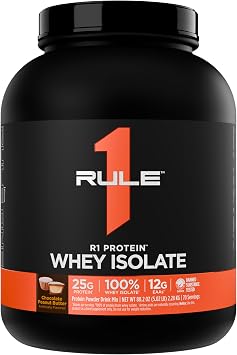 Rule 1 Proteins R1 Protein Whey Isolate, Chocolate Peanut Butter, 5 Pounds | 25g Protein & 6g BCAA Exclusively from Whey Isolates and Hydrolysate isolates for Workout Recovery and anytime use