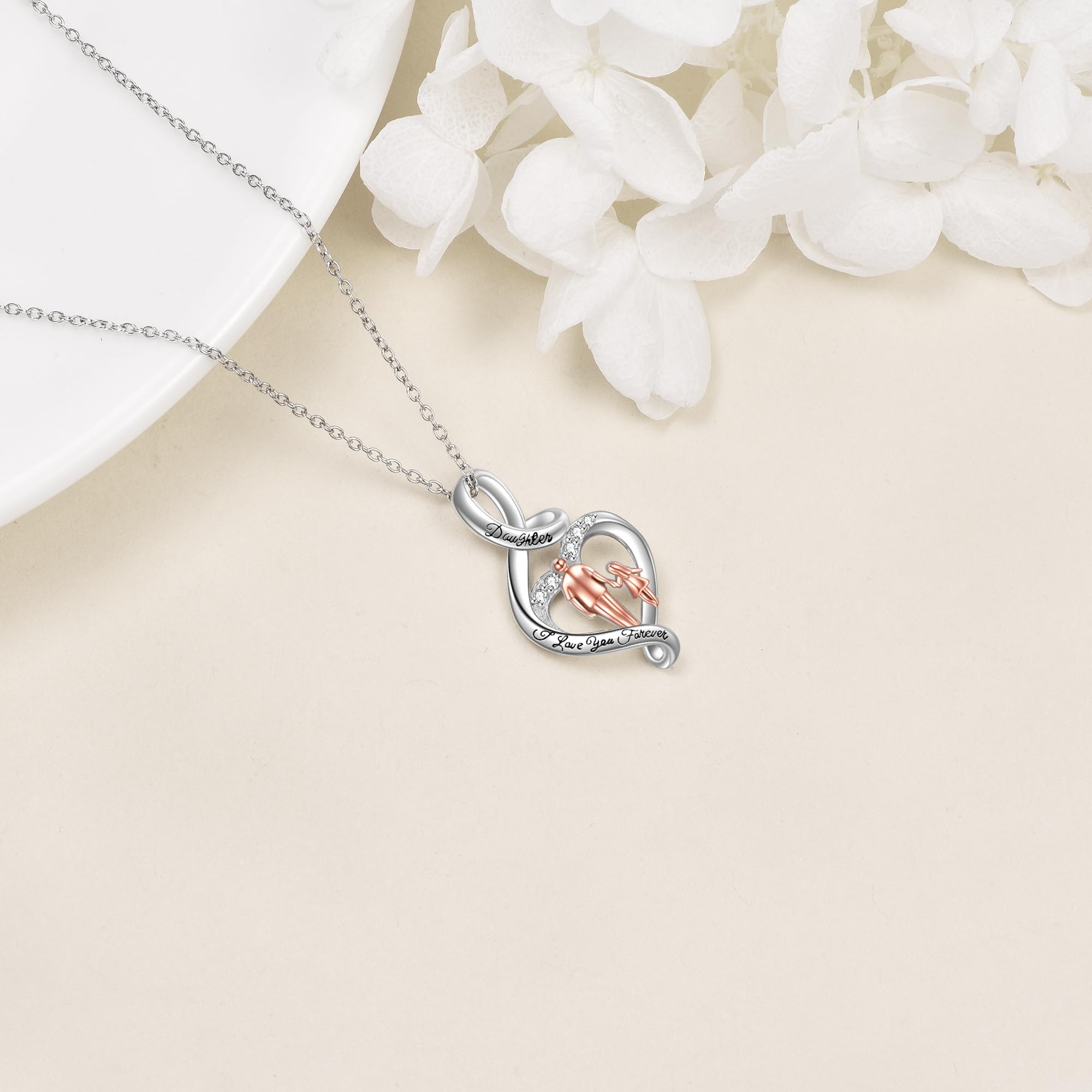 YFN Hija Halskette Geschenke von Papa Sterling Silber Tochter ich liebe dich immer Unendlichkeit Anhänger Schmuck für Frauen und Mädchen Geburtstag Weihnachten, Plata esterlina