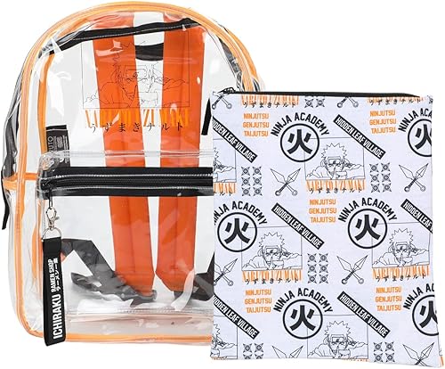 Miniatura 4 de Naruto Shippuden - Mochila de plástico transparente de 17 pulgadas con bolsillo extraíble para laptop, Claro