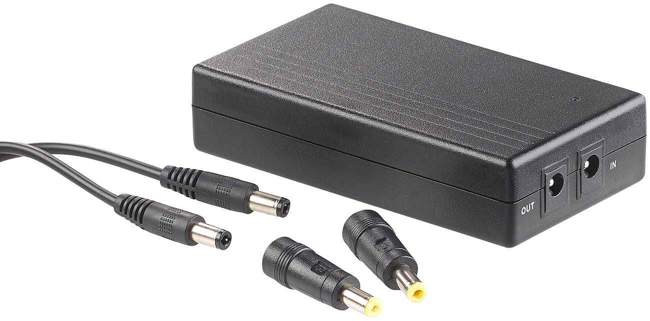 revolt 12V USV: Mini-USV, unterbrechungsfreie DC-Stromversorgung, 12 V, 22 W, 2000 mAh (Notstromversorgung für Fritzbox, Mini UPS, Spannungsversorgung)