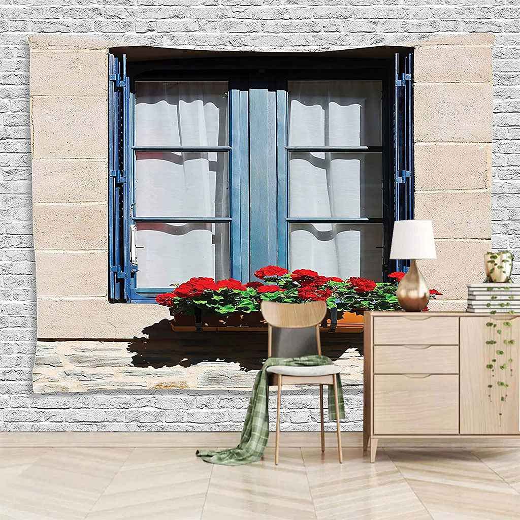Papier Peint 3D Fenêtres Bleues Créatives Autocollant 150x105 cm pour Peintures Murales Salon