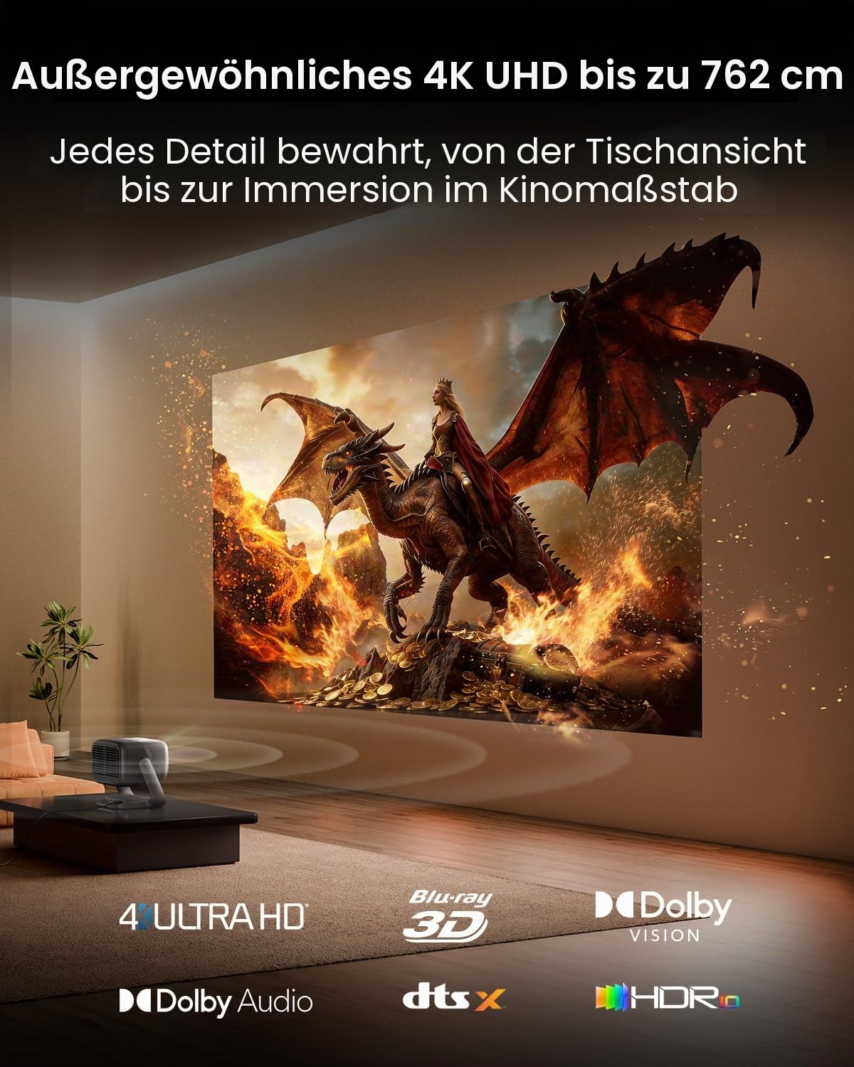 JMGO N3 Ultimate Beamer 4K Triple Laser+100 Zoll Projektorleinwand