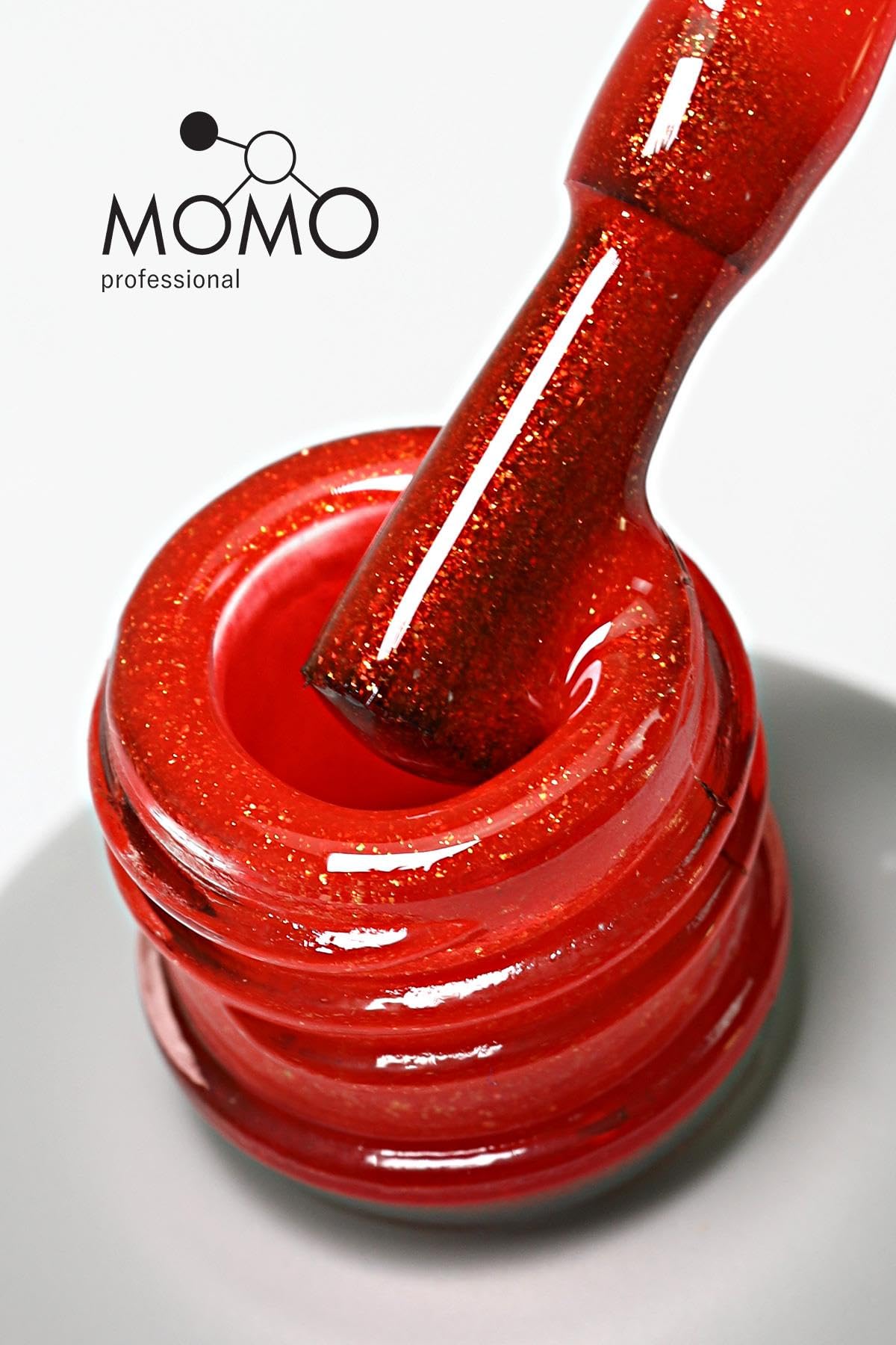 MOMO professional Kalıcı Oje S033 Altın Simli Alev Kırmızı 14 ml